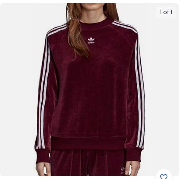 adidas Originals Sweaters - adidas Originals Women's Trefoil Crew Sweatshirt Maroon